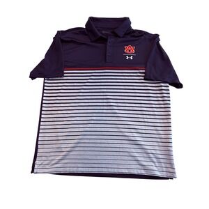 Under Armour Polo Mens XL Navy Auburn Tigers HeatGear Striped UM8930